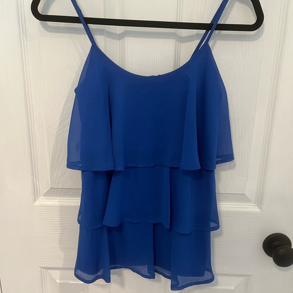 Candies Blue Ruffle Top